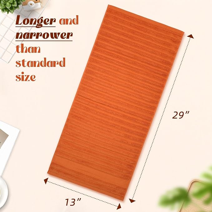 Jacquotha Orange Hand Towels Set of 2 - Ribbed Bathroom Towels Fall Decor, Daily Use & Autumn Gatherings, 13x29 Inches