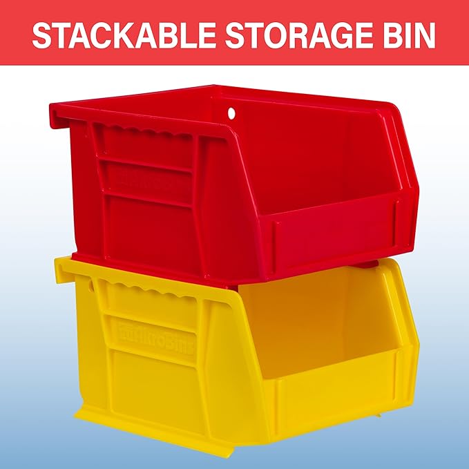 Akro-Mils 30210 AkroBins Plastic Storage Bins, Space-Saving Stackable Bins for Garage, Pantry, Craft Organization, 5" x 4" x 3", Black, 24-Pack