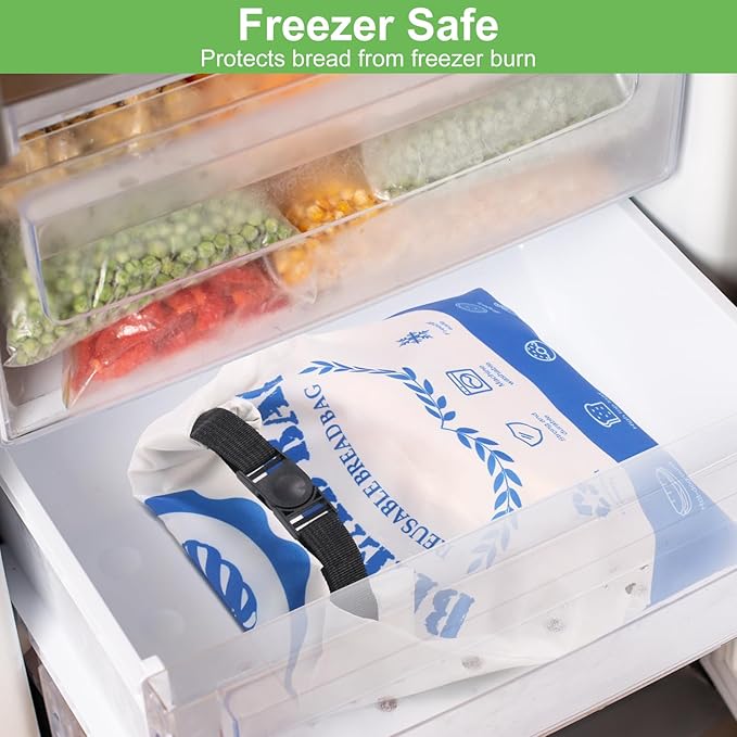 SumDirect Bread Bags for Homemade Breads- 2 Pack Blue Reusable Zipper Bread Bags for Sourdough, Large Freezer Safe Food Storage Bag to Keep Loaf Fresh (Blue, 2 Pack)