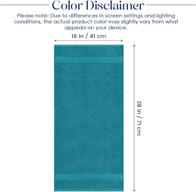 DAN RIVER 6-Pack Premium Hand Towels (16x28 Inches) - 100% Cotton, Ultra Soft, Lightweight, Highly Absorbent Towels for Bathroom, Spa, Gym, Salon, Hotel, and Travel - Teal