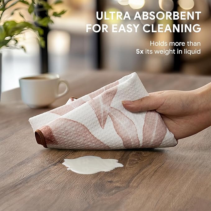RECYCO Waffle Kitchen Towel Set of 2 - Quick Dry Microfiber Sustainable Dish Towels - Ultra Absorbent Reusable Cleaning Tea Towels - Lightweight Hand Towels,16”x 28”, Terracotta