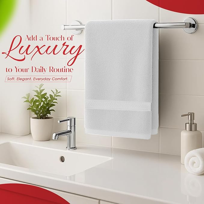 RIVERSIDE 6 Pack Premium Hand Towels Set, 16x28 inches, 100% Ring Spun Cotton, 600 GSM, Soft, Quick Dry and Highly Absorbent, Towels for Bathroom, Kitchen, Gym, Spa - White