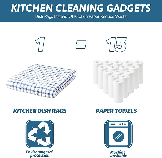 Nialnant 12 Pack Dish Towels for Kitchen,100% Cotton Soft Dish Rags,Quick Drying Dish Cloths for Washing Dishes,Cleaning Rags-11 x 11In