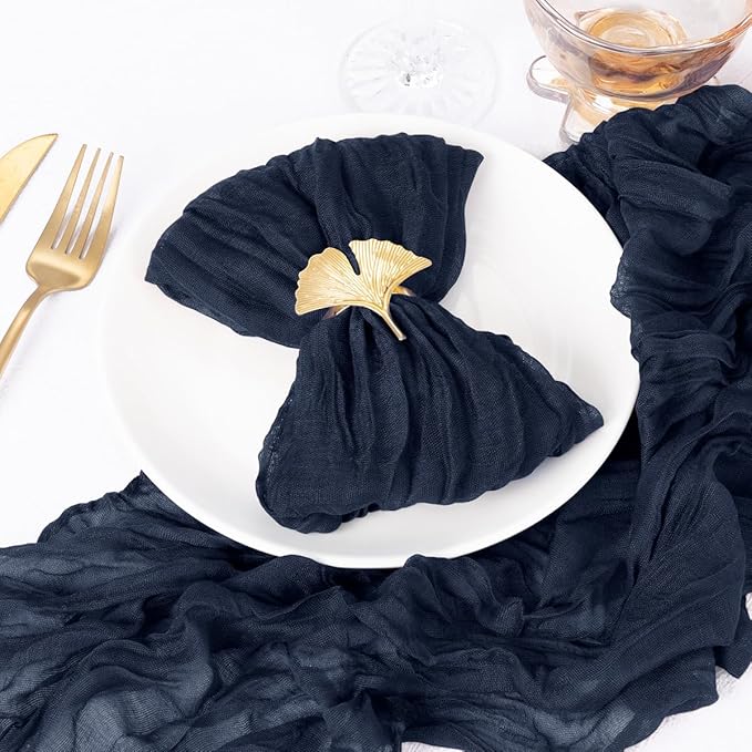 DeZerlor 50 Pack Navy Blue Cheesecloth Napkins Spring Cloth Napkins Set of 50 Navy Dinner Napkins Bulk 21x21 Inches for Wedding Bridal Shower Baby Shower Parties