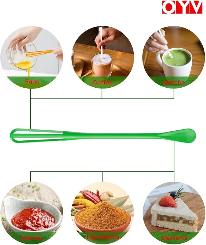 OYV Christmas Colors Mini Whisk Set, 8.5 in Mini Whisks for Cooking, 3 Pieces Small Wisk For Whisking, Beating, Blending Ingredients, Mixing Sauces, BPA Free Tiny Whisk