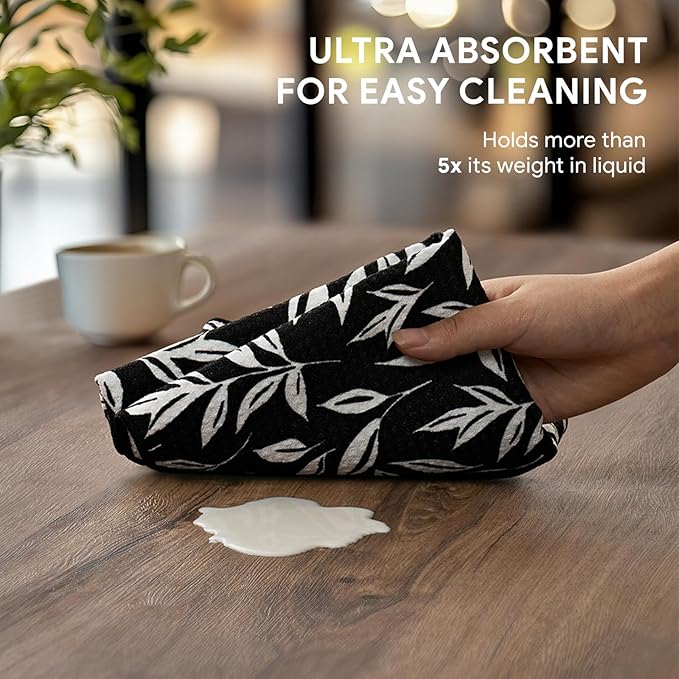 RECYCO Waffle Kitchen Towel Set of 2 - Quick Dry Microfiber Sustainable Dish Towels - Ultra Absorbent Reusable Cleaning Tea Towels - Lightweight Hand Towels,16”x 28”, Natural Rhythm