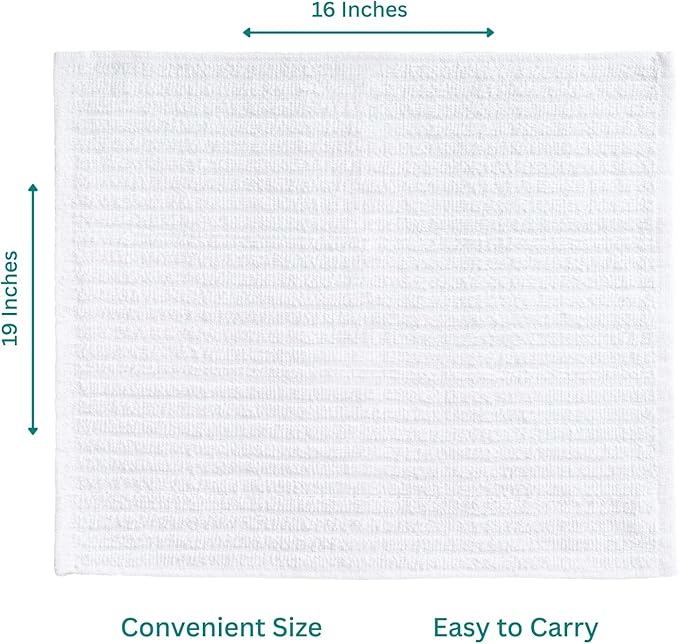 Looperry White Terry Cloth Rags (16 Pack) 16"x19" Inches Ribbed - Lint Free Dish Cloth Multipurpose Cleaning Rags for Housekeeping, Car Wash. Absorbent & Reusable Bar Mop Towels for Kitchen Cotton