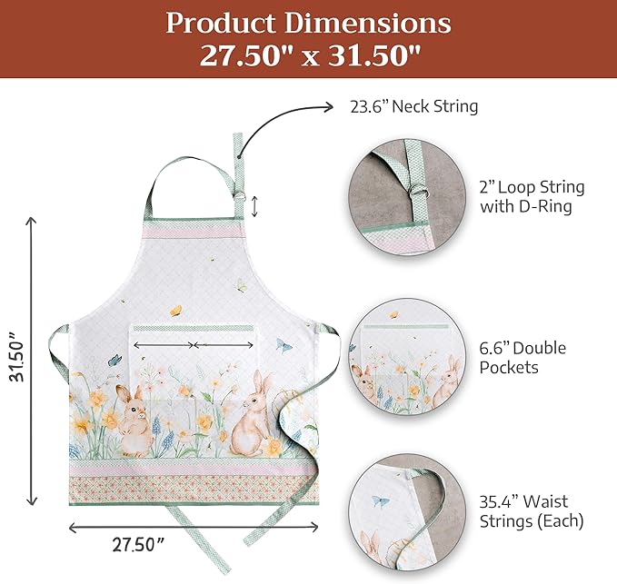 Maison d' Hermine 100% Cotton Apron for women with Pocket Kitchen Chef Apron for Men Cooking Mothers Day Gifts