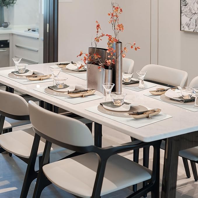 Maxpearl Faux Leather Placemats Set of 8 - Waterproof - Wipe Clean - Heat Resistant - Non Slip Dining Table Place Mats, Suitable for Indoor & Outdoor Use, 17’’x12’’, Ivory White