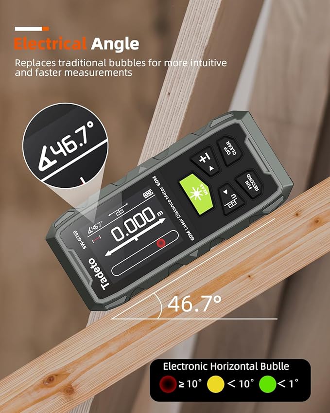 Tadeto Dual Laser Measuring Tool, 393FT/120M Bilateral Laser Measurement Tool Backlit LCD Display, Rechargeable Laser Measure with Ft/in/M Multiple Units Length/Area/Volume/Angle