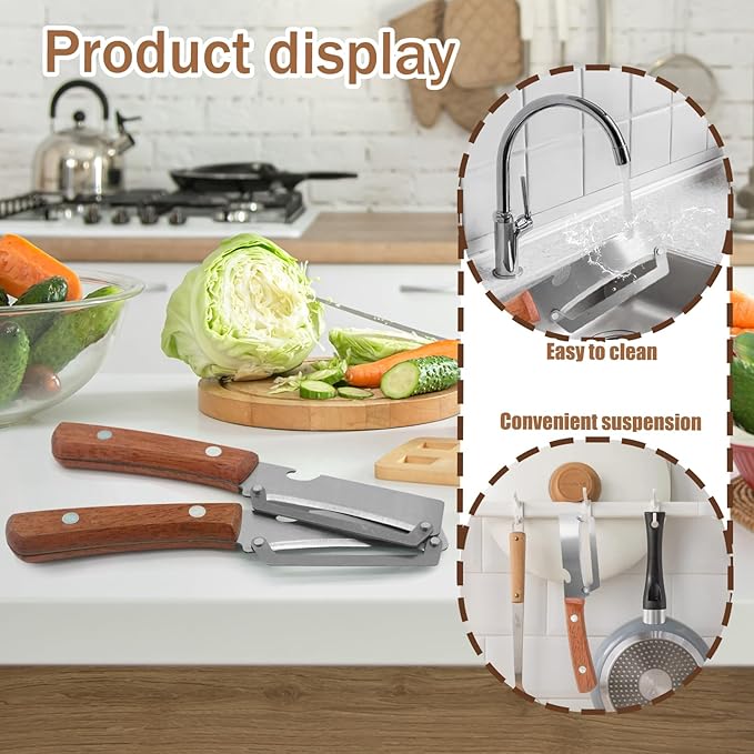 2Pcs Multi-Functional Vegetable Peeler for Kitchen, Features Solid Wood Handles, Fruit and Vegetable Peeler