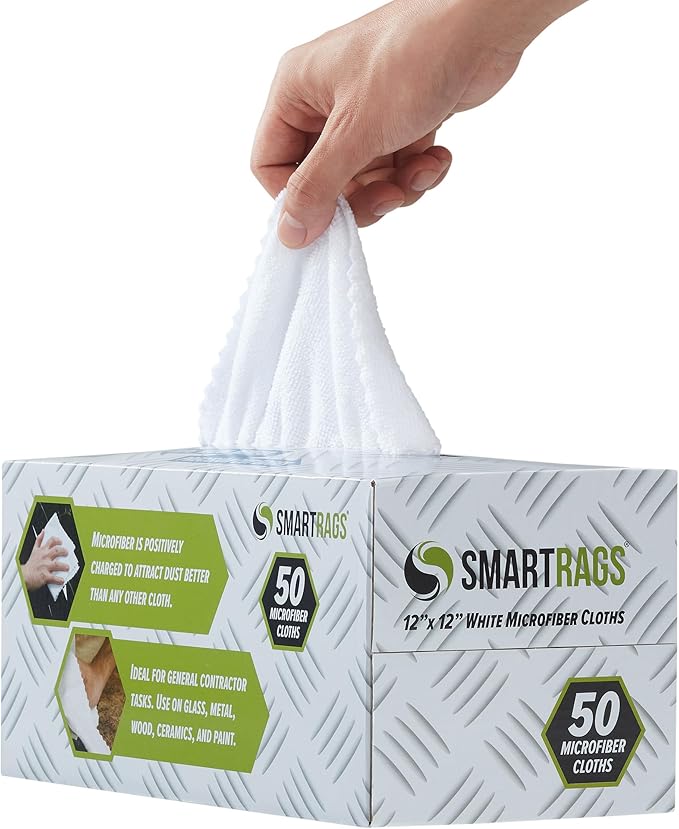 Arkwright Smart Rags Microfiber Cleaning Cloths, Pallet of 14400, Lint Free 180 GSM Reusable Towels for Auto, Office and Household Cleaning, 12 x 12 in, White