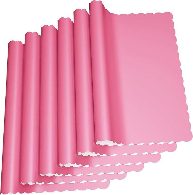Paper Placemats - Disposable - Scalloped Edge (100, Pink)