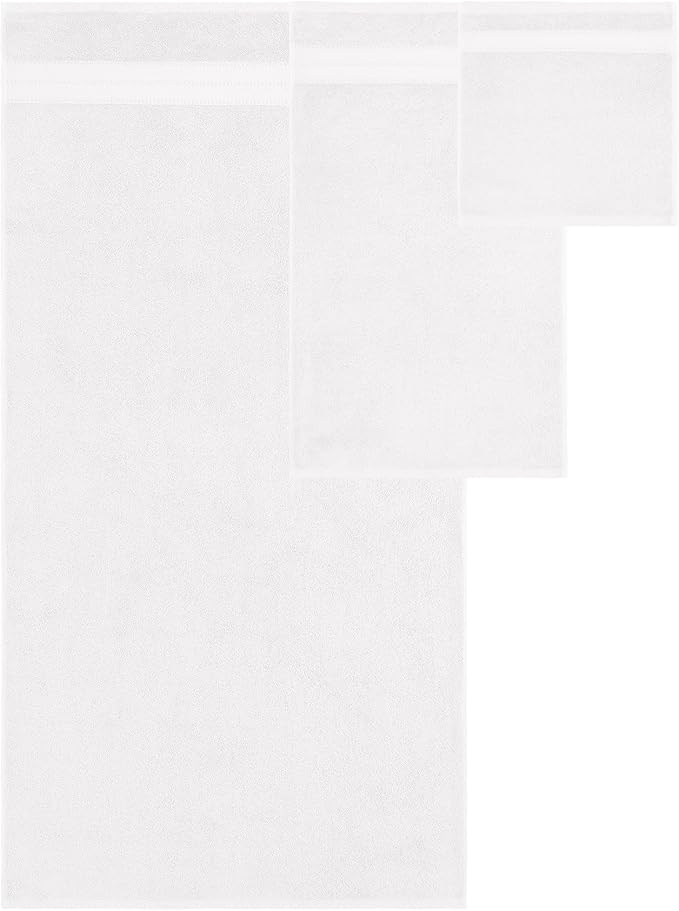 Modern Threads - Spun Loft 6-Piece 100% Combed Cotton Towel Set - Bath Towels, Hand Towels, & Washcloths - Super Absorbent & Quick Dry - 600 GSM - Soft & Plush, White