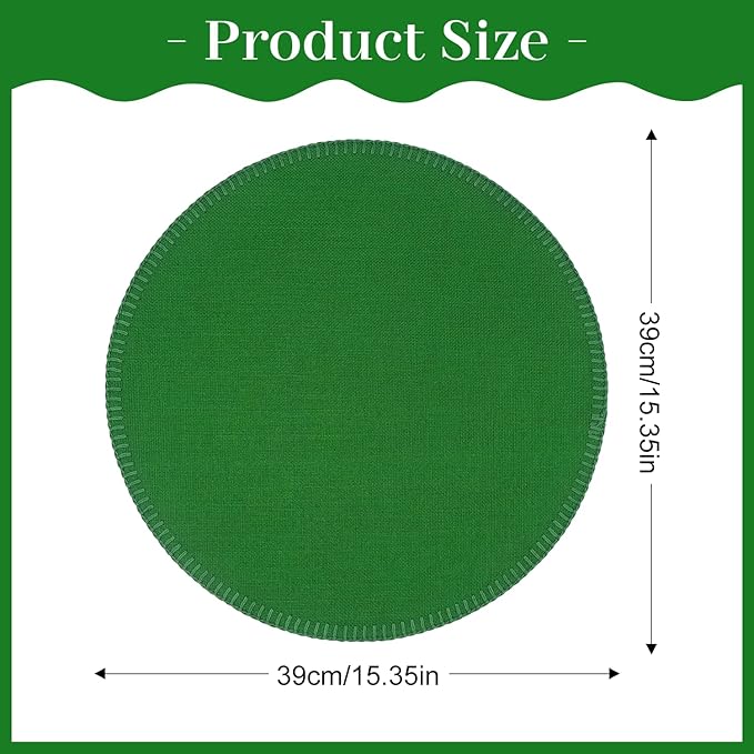 Round Placemats Set of 6, 15 Inch Linen Fabric Table Placemats, Heat Resistant, Wrinkle Free Washable Placemats Kitchen Place Mats Set of 6 for Dining Table Party Table (Green, 6)
