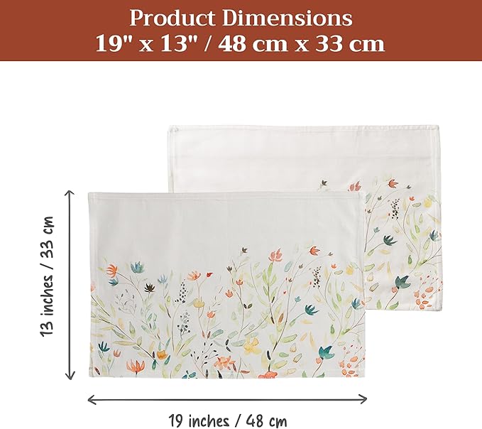 Maison d' Hermine Placemats Set of 4 100% Cotton Washable Cloth Place Mats Reusable Table Mats for Kitchen Dining Party Wedding Gifts for Mothers Day Spring/Summer (Colmar, 13" x 19")