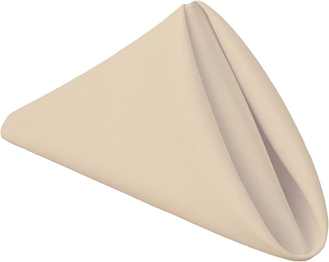 Gee Di Moda Cloth Napkins - 17 x 17 Inch Beige Dinner Napkins - Set of 12 Soft & Absorbent Washable Fabric Cloth Table Napkins with Hemmed Edges for Hotel Restaurant, Holiday Parties & Wedding