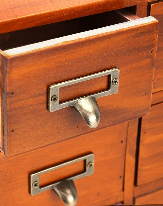 QWORK Desk Drawer Organizer, Wooden Vintage Apothecary Cabinet with 9 Drawers, Home Office & Tea & Dresser Bedroom Organization and Storage, Traditional Apothecary Cabinet