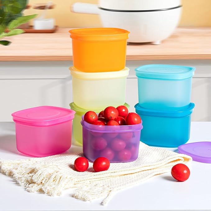7-Pack Meal Prep Containers (500ml / 17oz) — Reusable Plastic Food Storage with Lids for Portion Control & School Lunches, Microwave/Freezer Safe Stackable Bento Box