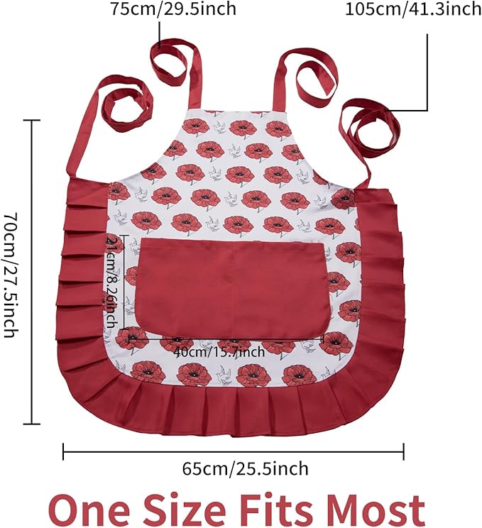 Vintage Floral Apron for Women with Functional Pockets Adjustable Neck Strap for Cooking Baking Mother's Gift