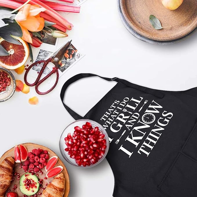 ZOORON Funny Cooking Chef Apron with Pockets BBQ Kitchen Work Aprons Birthday Father’s Day Grilling Gifts for Dad, Husband