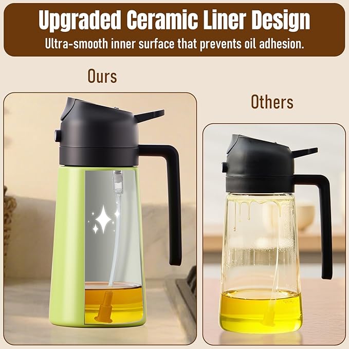 PARACITY 2 in 1 Oil Dipenser Bottle, Stainless Steel (Green-Black)