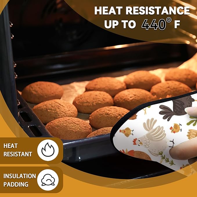 Cute Roosters Pot Holder Set of 2,Heat Resistant Potholders Oven Hot Pads for Kitchen Cooking Baking BBQ
