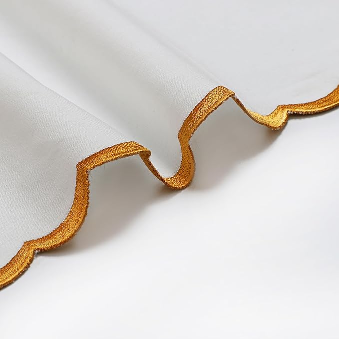 Ridhi Cloth Napkins 100% Pure Cotton Farmhouse Wedding Dinner Napkins Gift for Spring, Easter, Valentine, Holiday, Everyday Napkin (8-18" x 18" White with Goldenrod Yellow Edge)