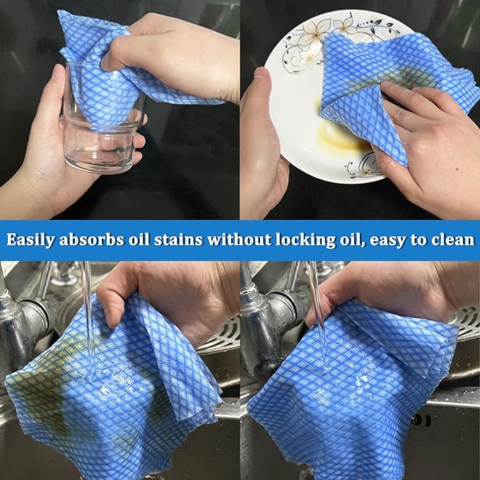 13.8" x 15.8" Disposable Cleaning Towels Disposable Dish Cloths, Reusable Wipes for Kitchen, Bathroom, Household Cleaning, Red