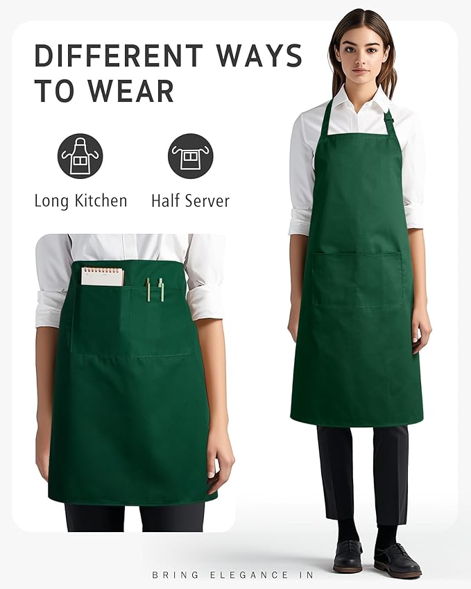Syntus Apron for Men Women, Adjustable Cooking Kitchen Chef Aprons with 2 Pockets, Cotton/Polycotton/Polyester
