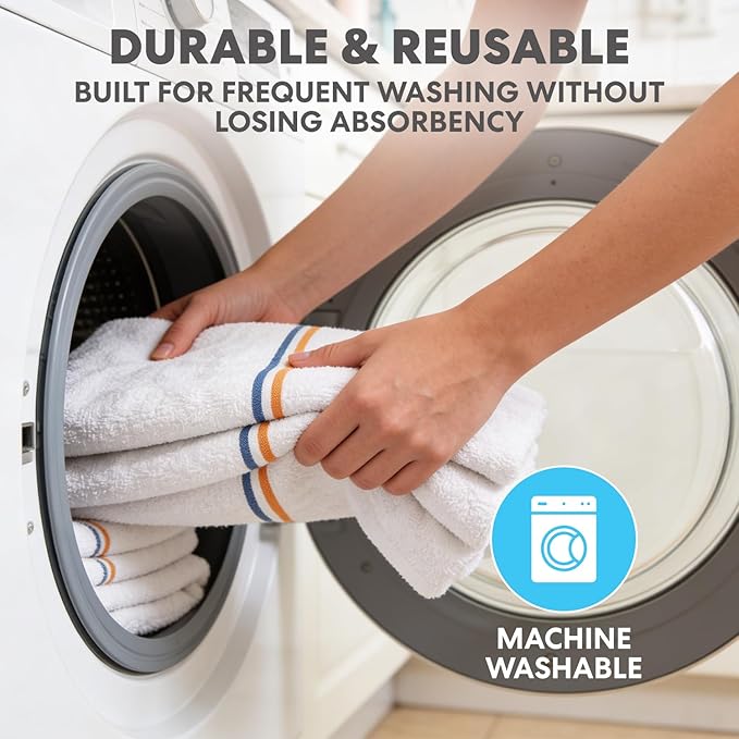 Simpli-Magic Terry Bar Mop Kitchen Towels, 60 Pack, 15 x 18 Inch Cotton Cleaning Towels for Kitchen, Bar & Commercial Use