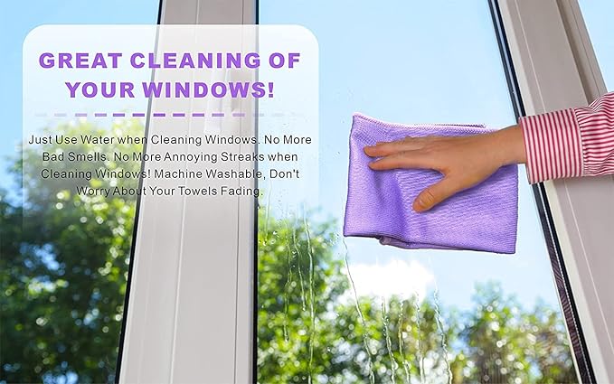 Window Cleaning Cloth.Glass Cleaning Cloth, Streaks Scratches Free. Purple 1 Pack