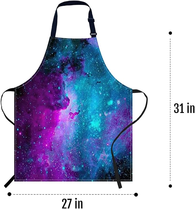 oFloral Galaxy Bib Apron with Adjustable Neck for Men Women,Suitable for Home Kitchen Cooking Waitress Chef Grill Bistro Baking BBQ Apron