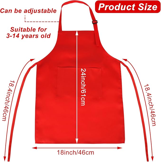 Morcheiong 8/12/24 Pack Adjustable Kids Apron Bulk with 2 Pockets Toddler Apron Kids Painting Aprons for Baking Painting