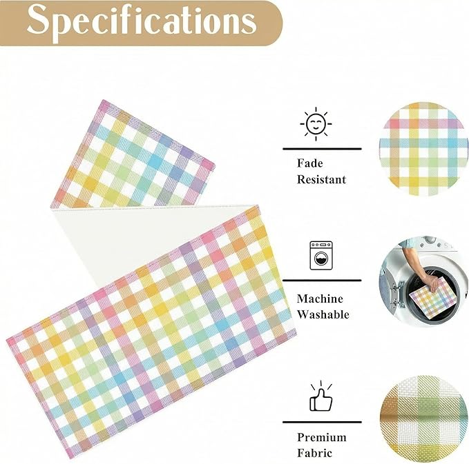 ONFAON Easter Buffalo Plaid Check Table Runner Spring Holiday Decoration Farmhouse Home Dining Room Kitchen Table Decor (13" x 72")