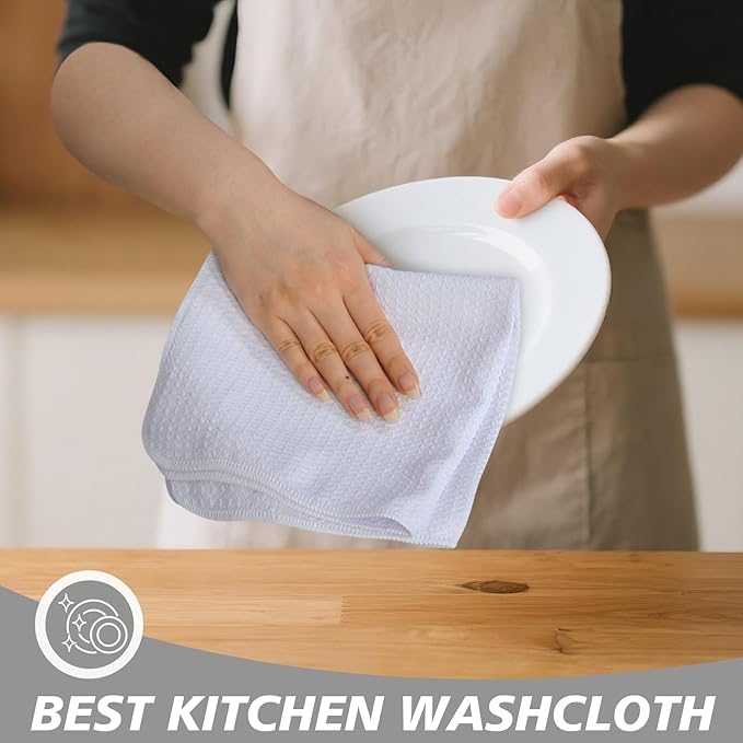 SINLAND Microfiber Kitchen Towel Premium Sublimation Blank Towels Fast Drying Tea Towel Polyester Dish Towels for Drying Dishes 16 Inch X 16 Inch 10 Pack White