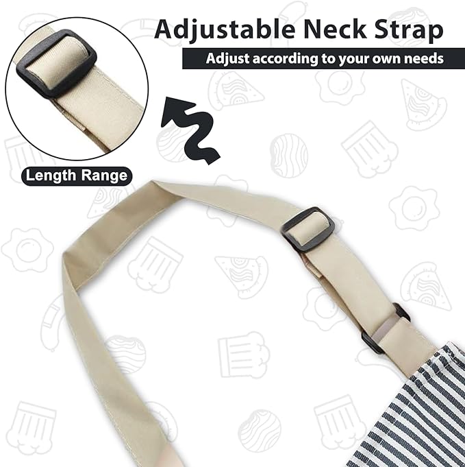 VALOME 2 Pack Kitchen Aprons, Apron for Cooking with 2 Pockets, Unisex Adjustable Neck Strap Chef Aprons for Men Women