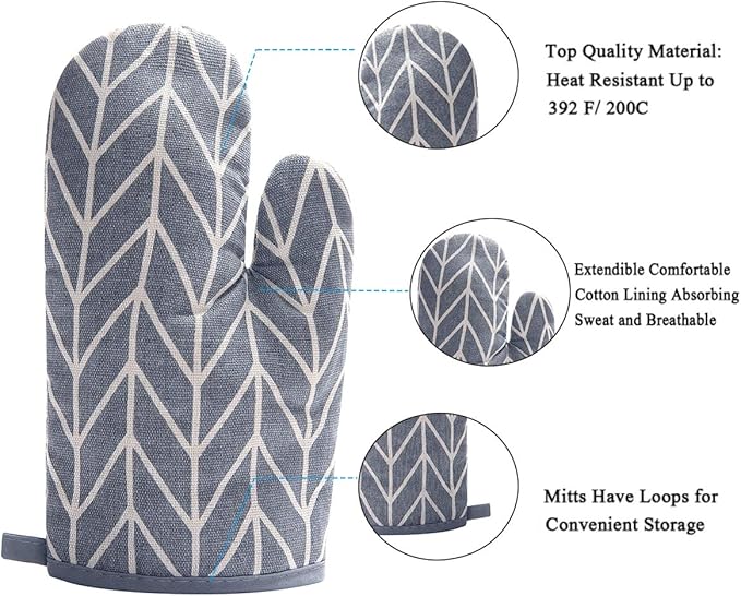 WinChange Oven Mitts and Potholders BBQ Gloves-Oven Mitts and Pot Holders Sets with Recycled Cotton Infill Silicone Non-Slip Cooking Gloves for Cooking Baking Grilling (4-Piece Set,Grey)