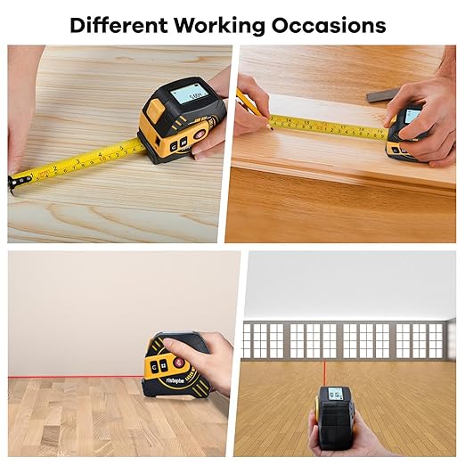 2-in-1 Laser Tape Measure - ristophe 197Ft Digital Tape Measure & 16Ft Measuring Tape with LCD Display - Pythagorean, Area, Volume Laser Measuring Tool for Construction & Woodworker (M/in/Ft Unit)