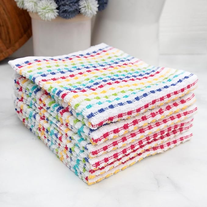 Ritz Pebble Bar Mop Towels: Highly Absorbent and Super Soft, 100% Cotton, Durable Super Absorbent Kitchen Bar Towels for Wiping Tables and Counters, 12x12, 6-Pack, Summer