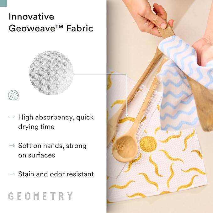 GEOMETRY Dishcloth – Spring & Summer Collection – Quick-Dry, Ultra-Absorbent, Reusable Microfiber Kitchen Towels for Drying & Cleaning - Summer Line - 6 Pack