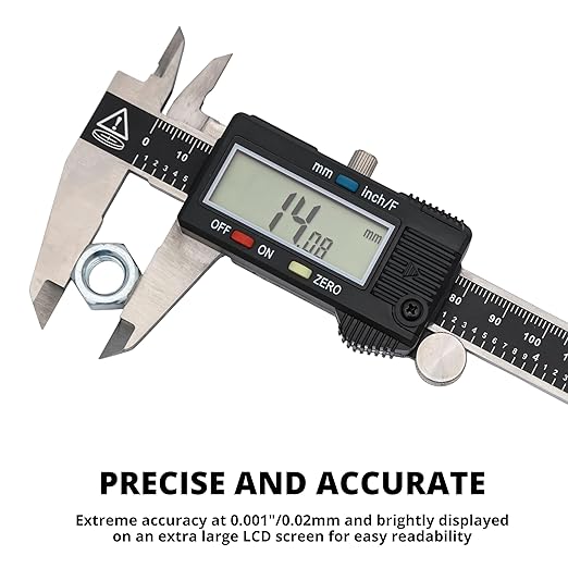 NEIKO 01407A Electronic Digital Caliper Measuring Tool, 0 - 6 Inches Stainless Steel Construction with Large LCD Screen Quick Change Button for Inch Fraction Millimeter Conversions, Digital Caliper Measuring Tool