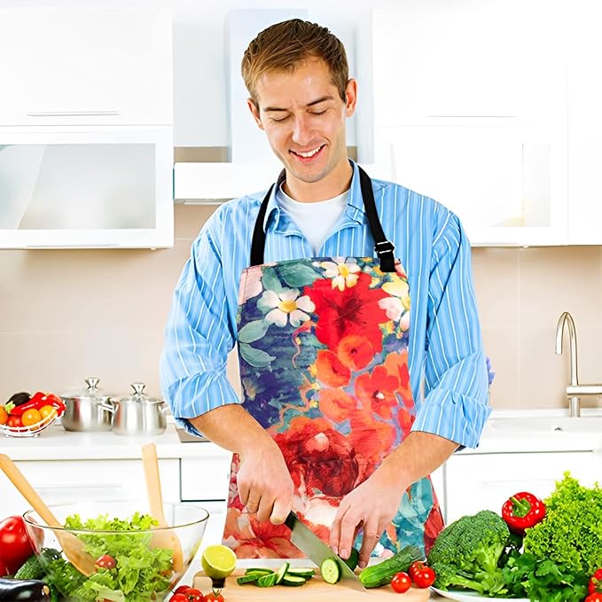 Sosolong Adjustable Waterproof Apron Bib Apron with 2 Pockets Cooking Kitchen Aprons for Women Men Chef