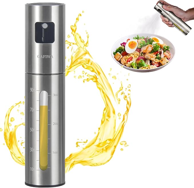 Olive Oil Sprayer for Cooking, Olive Oil Mister Spray Bottle for Cooking, Oil Dispenser Spritzer Bottle for Kitchen, SUS304 Stainless Steel, 100ml, Leak-Proof and Portable.