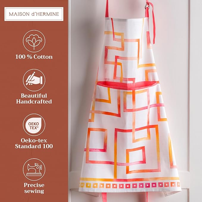Maison d' Hermine 100% Cotton Apron for women with Pocket Kitchen Chef Apron for Men Cooking Mothers Day Gifts