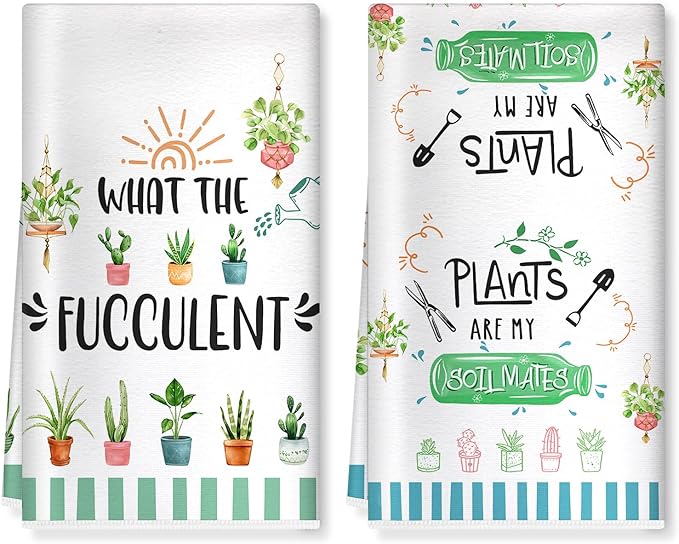 Funny Microfiber Kitchen Towels, Gifts for Plant Lovers, Soft Absorbent Hand Towel 15.7 × 23.6 Inch, Thick Dish Cloth for Party Anniversary Holiday Decoration, Housewarming Gifts for Mom