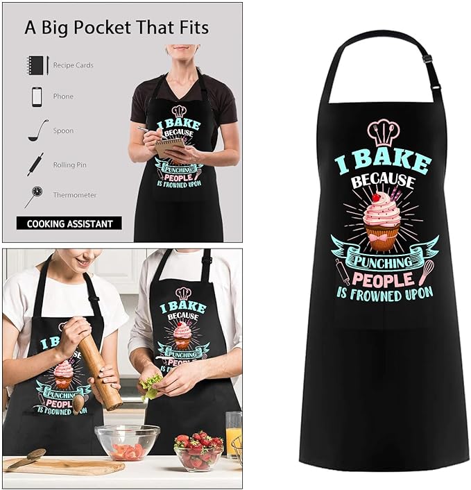 Baking Apron for Women I Baking Because People Is Frowned Aprons Gifts for Men Woman Family Friends