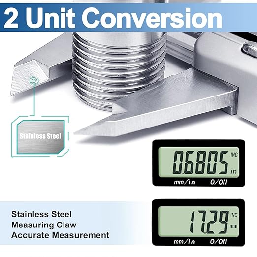Kynup Caliper Measuring Tool IP67 Waterproof, Digital Caliper Outside Micrometer, 6 Inch Caliper DIY Tool, Extreme Accuracy, Stainless Steel Design, Auto Power Off, Switch from Inch Metric