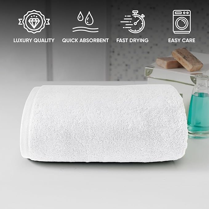 Classic Turkish Towels CTT - Premium Turkish Jumbo Bath Sheet, 100% Turkish Cotton, Absorbent & Ultra Comfy Bath Towel Sheets for Hotel & Spa | 40"x80" (White)