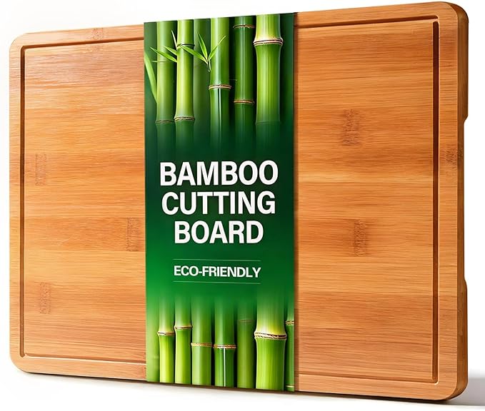 Zarler Bamboo Cutting Boards for Kitchen, 15.5x10.5 Durable Wood Cutting Board with Juice Grooves and Handles, Wooden Chopping Board for Meal Prep, 500℉ Carbonized Bamboo, XL Size, Ideal Kitchen Gift